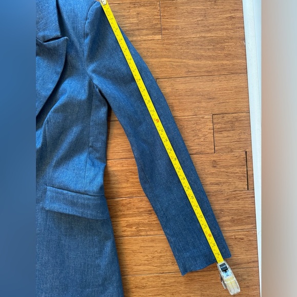 Good American Notch Lapel Chambray Blazer Denim Lined Women’s Sz 1 - Picture 9 of 12